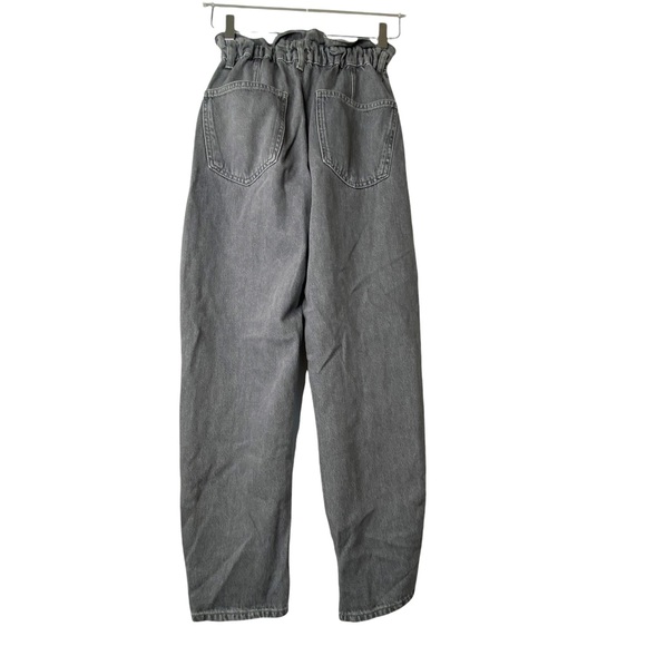 Zara Super High Rise Paperbag Waist Mom Boyfriend Engineering Crop Jeans Size 0 - Picture 8 of 13